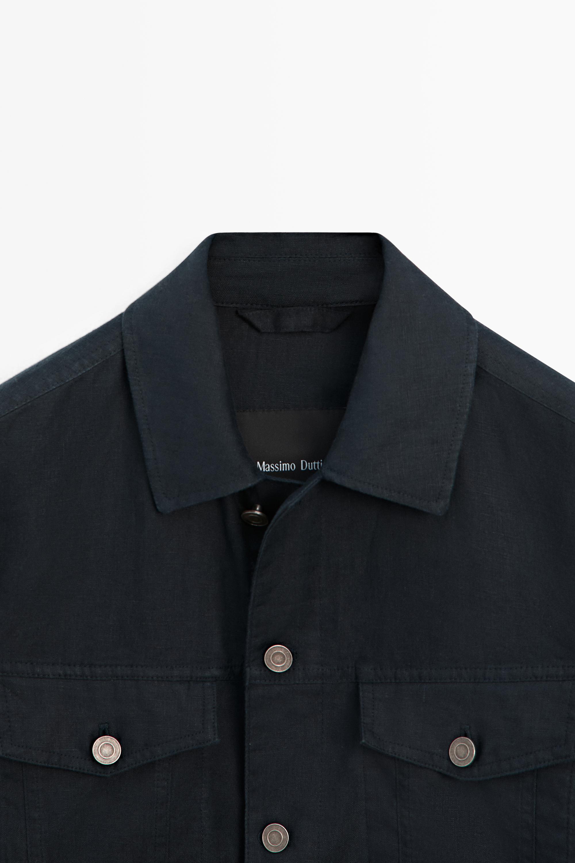 Veste 100 % lin avec détails poches